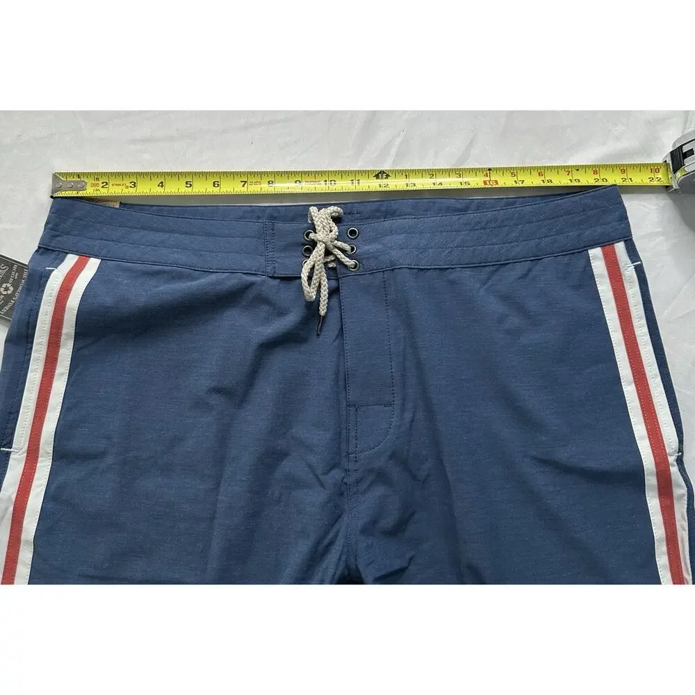 New Faherty Retro Surf Stripe 7” Boardshort Blue Red Stripe Mens 40 NWT MSRP $98